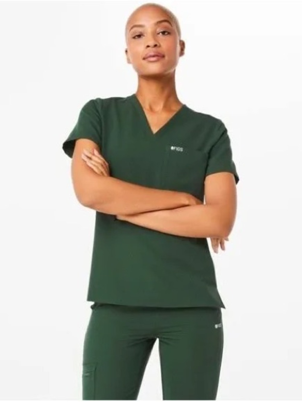 FIGS British Racing Green Catarina Scrub Top M EUC